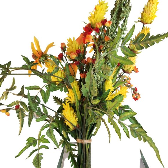 Artificial Flower Bouquet With Orange Calla Lilies, Yellow Cone Flowers Wild Mi - Picture 11 of 16